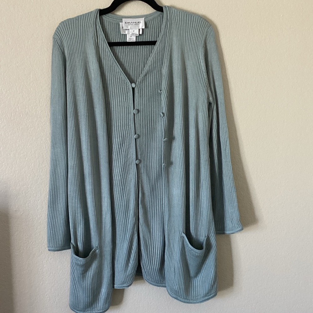 Emanuel Ungaro Light Blue Button Cardigan and Vest 2 piece